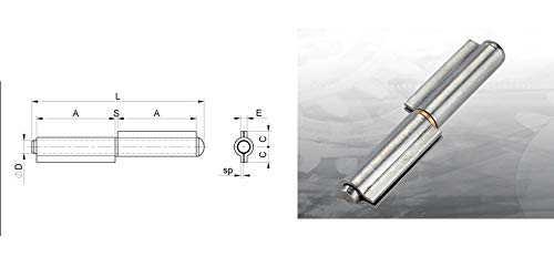 Combi Arialdo 101IX.140 - Bisagra de 140 x 26 mm, 2 alas, 66 x 2,5 mm, perno de 11 mm, arandela abatible, puerta abatible