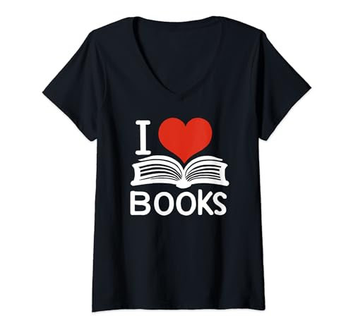 Funny I Love Books Reading Book Lover Reader Book T-Shirt avec Col en V