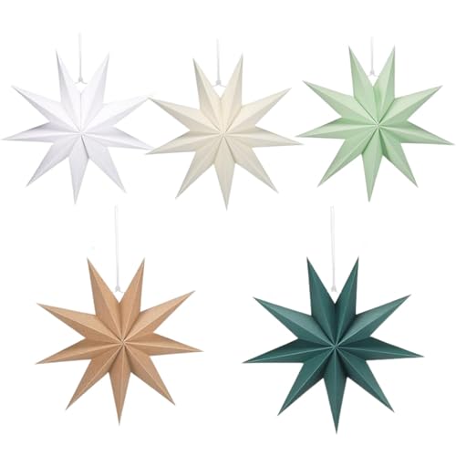 5 Stück Papiersterne Weihnachten, 30cm Faltstern Weihnachten...