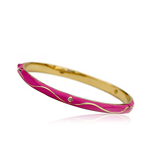 Stackable Stunners 14k Gold-Plated Black Enamel Bangle With Dots and Swirls