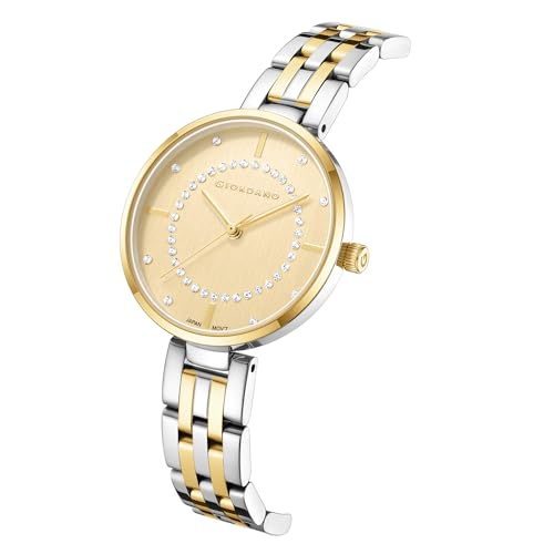 Image of Giordano Stylish Analog Watch for Women with Diamond Studed Dial with Crystal Hour Markers and Stainless Steel Strap GZ-60077
