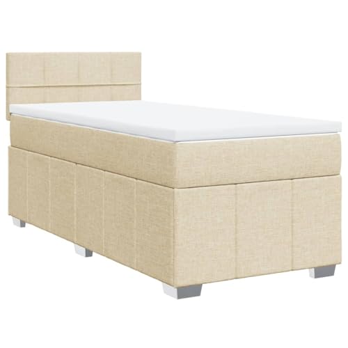 vidaXL Cama Box Spring con Colchón – Tela crema 100x200 cm