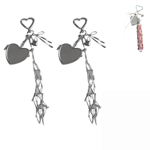 Soporte para pintalabios de acero inoxidable, 2 en 1, soporte elegante para brillo de labios con espejo, bolsa de almacenamiento de lápices labiales de cristal brillante, 2 corazones, Soportes para