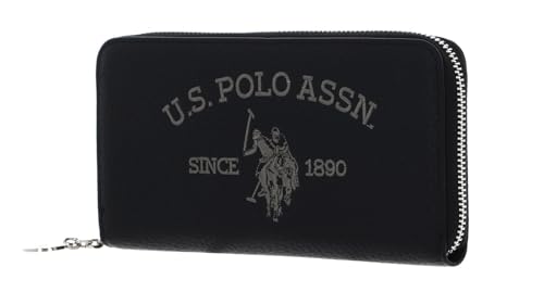 U.S. POLO ASSN. Breezy grand portefeuille noir zippé porte-carte tout-en-un