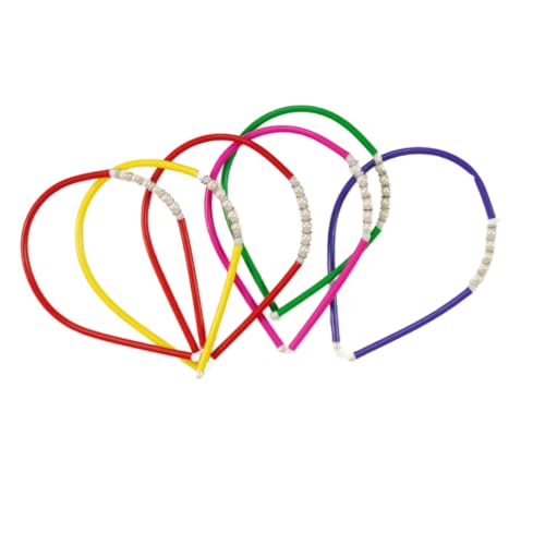 Image of Hair Bands with Pearl Beads, Multicolour Plastic Coated Metal, Set of 6 for Girls & Women