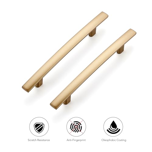 Image of Ravinte 30 Pack Cabinet Handles Champagne Bronze Cabinet Pulls Kitchen Cabinet Handles,Curved Drawer Pulls in 6-1 /4 Inch Length with 4 Inch Hole Center Arch Kitchen Cabinet Hardware
