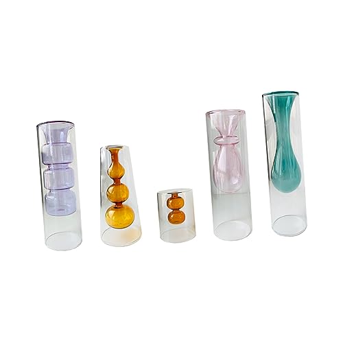 Abaodam 1pezzi Vaso Doppio in Vetro Per Coltivazione Senza Terra Fioriera Trasparente Per Piante Acquatiche Contenitore Creativo Per Casa e Regali Design Artistico Unico