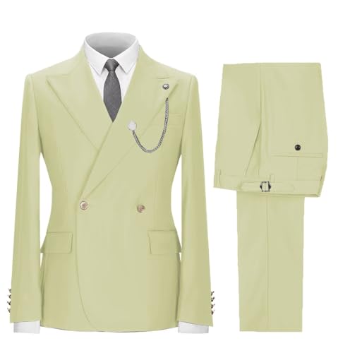 Men's 2 Piece Slim Fit Suit Two Button Fashion Prom Tuxedos for Men Casual Business Jacket & Pants