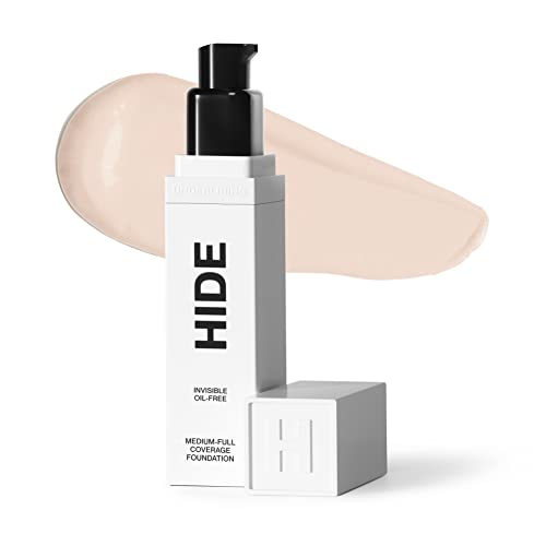 Hide Premium Liquid Foundation, See Shade Finder Below For Perfect Match, Multi-Use Waterproof Foundation, Medium/Full Coverage Foundation, Oil Free – We Have A Shade For All Skin Types, 1 Fl. Oz. (Chiffon). #TOP24