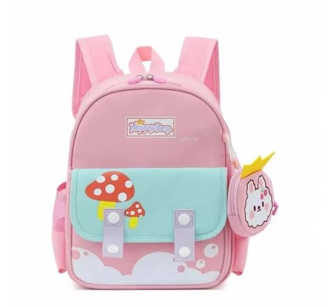Mochila Infantil Escolar+Porta objetos para Crianças de 2 a 5 Anos, Confortável, Durável (rosa bebê)