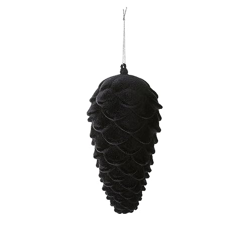 Gift Company Solna Pomme de pin Floquée Noël Pendentif Déco Noir 19 cm