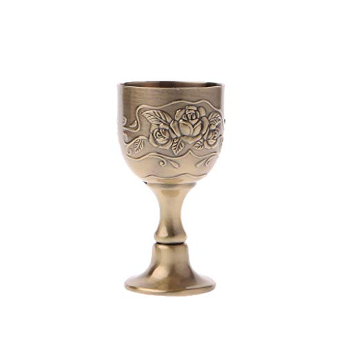 Gothing Vintage Handmade Wine Cup Copper Engraving Flower Pattern Small Liquor Goblet