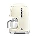 Smeg 50's Retro Style Aesthetic Drip Coffee Machine with 10 Cup Glass Carafe, Auto Start Feature, Keep Warm Plate, and Two Coffee Strength Settings (Cream)