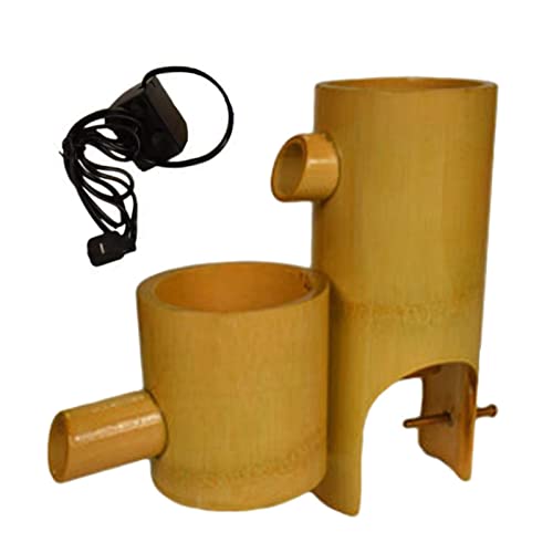 Fontaine à eau en bambou naturel avec pompe pour décoration de jardin