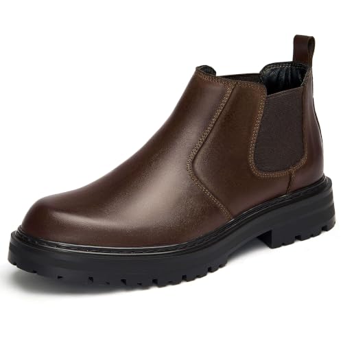 Image of Holy dove Men's Wide Toe Box Platform Chelsea Boots Slip-On Casual Ankle Dress Boot