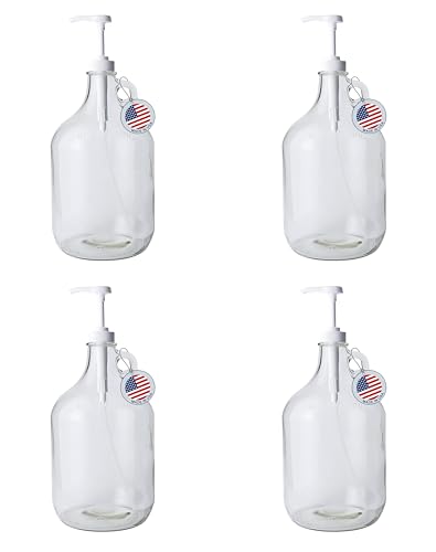 Fastrack 4-Pack 1 Gallon Glass Jug Laundry Detergent Dispenser &ndash; Airtight Screw-Top Container |...