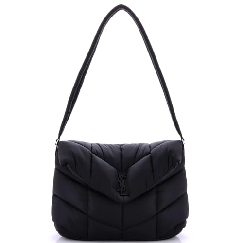 Saint Laurent, Pre-Loved Loulou Puffer Messenger Bag Quilted Econyl, Black