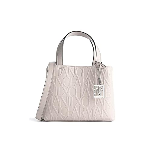 Crossbody Adjustable Strap ARMANI EXCHANGE Essential, Liz, Logo all Over, Small Size, Open Shopping Donna, Bianco