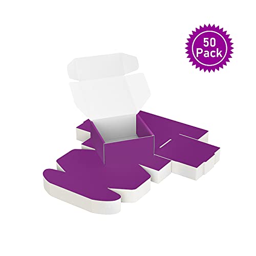 Image of 50 Pack 4 inchx4 inchx2 inch Shipping Boxes, Corrugated Cardboard Small Box Mailer, Shipping Boxes for Small Business for Gift Packing- TONESPAC (4 inchx4 inchx2 inch, Purple)