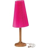 Kahlert Licht 102035 - Miniatur - Stehlampe Holzfuß mit roaa Plisseschirm