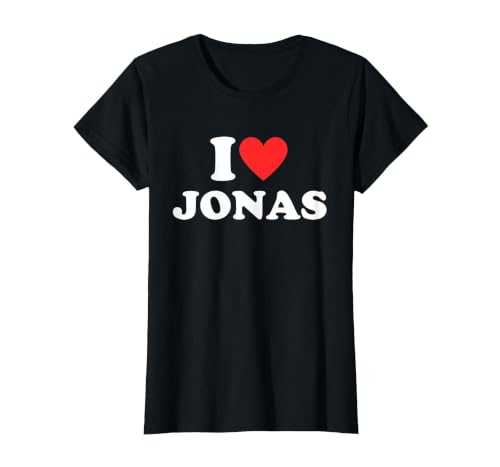I Heart (Love) Jonas Personalized First Name Jonas Groovy T-Shirt, Women, Black, X-Small