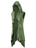 Runcati Mens Hooded Cardigan Sleeveless Ruffle Shawl Collar Open Front Knit Drape Robe Army Green