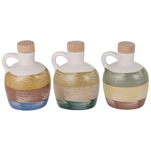 Doni Bomboniere Matrimonio 1 pz Oliera con Manico e Tappo in Legno Assortite in 3 Fantasie di Colore Orcetto Idee Regalo Utili Comunione Cresima Originali Economiche