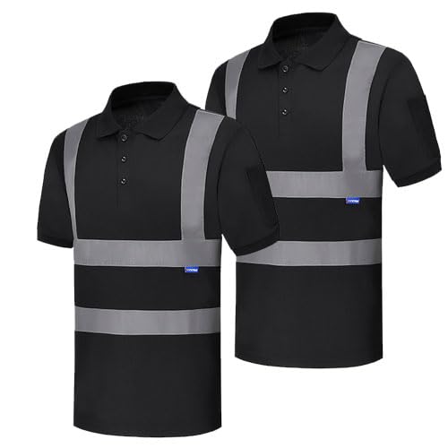 AK A-KSAFETY Hi-Vis Safety Polo Shirt with Reflective Strips, High Visibility Construction Work Shirt for Men