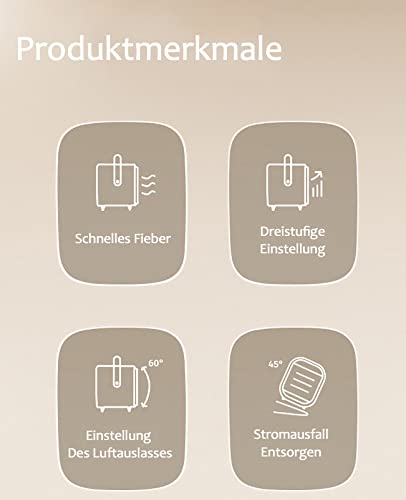 900W draagbare ventilatorkachel Energiebesparende ventilatorkachel Energiebesparend met 3 warmteniveaus Keramische elektrische verwarming met thermostaat Elektrische verwarming voor woonkamer, - Afbeelding 7