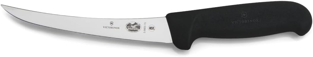 Victorinox swiss army cutlery fibrox pro curved boning knife semistiff blade, 5.5 Pound, Black, 6" Boning, Silver/Black