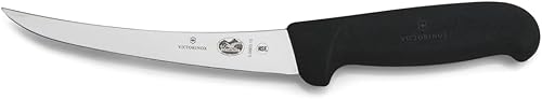 Victorinox Victorinox Swiss Army Cutlery Fibrox Pro - Cuchillo curvo para deshuesar, hoja semirrígida, 5.5 libras, negro, deshuesado de 6 pulgadas,