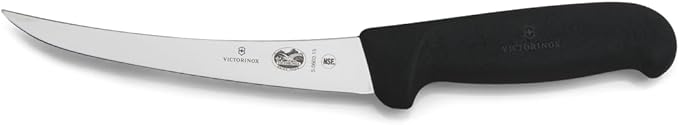 Victorinox Victorinox swiss army cutlery fibrox pro curved boning knife semistiff blade, 5.5 Pound, Black, 6" Boning, Silver/Black