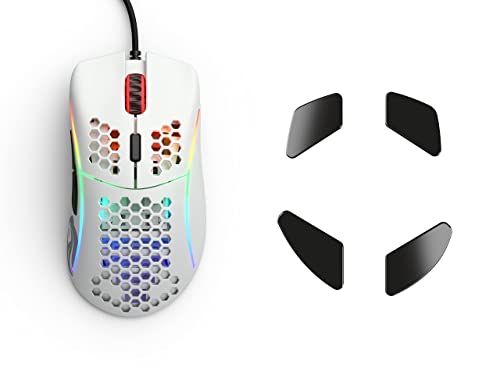 (Mouse + Ceramic Feet) Glorious Model D- (Minus) Lightweight Gaming Mouse, Matte White + Glorious G-Floats Polished Ceramic Mouse Feet for D/D- Mouse (Bundle)