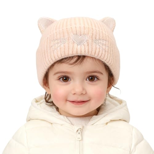 AYPOW Baby Beanie Wintermützen mit Süße Katzenohren, Weich...