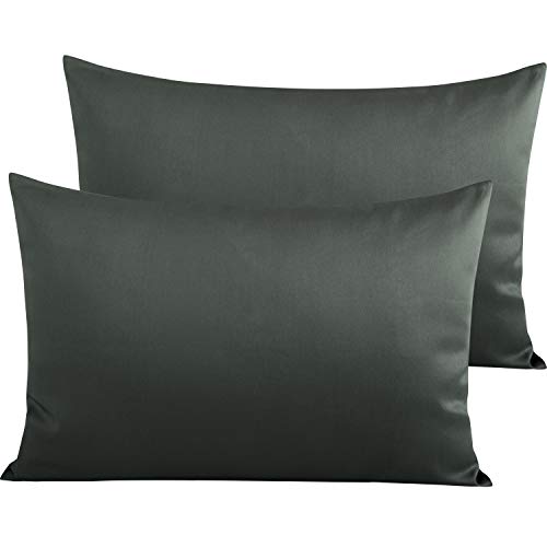 NTBAY Egyptian Cotton Toddler Pillowcases - Set of 2 - Travel Pillow Cases - 500 Thread Count Cotton 13x18 Pillow Covers - Envelope Closure Nursery Pillowcases, 13x18 Inches, Charcoal Grey