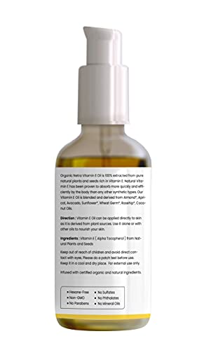 Organic Netra 100% Pure Plant Based Vitamin E Oil For Radiant,Moisturized Youthful Skin For Men and Womens, Reduces scars,stretch marks,wrinkles,... - Image 2