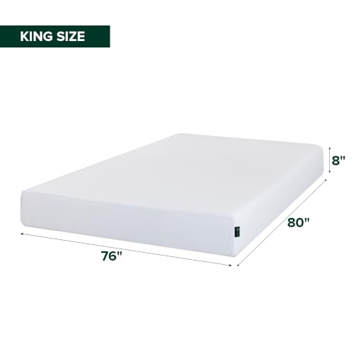 Image of Zinus 8 Inch Green Tea Cooling Memory Foam Mattress [New Version], King, Fiberglass Free, Medium Firmness, Cooling Gel Foam, Certified Safe Foams & Fabric, Mattress in A Box