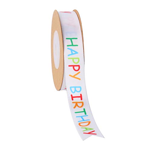 Happy Birthday Ribbon Roll Gift Wrapping Crafts Party Decoration Colorful Happy Printed Themed Cake Decorating Children's Personalized Ribbon, 15 Mm X 30 Ft #TOP4