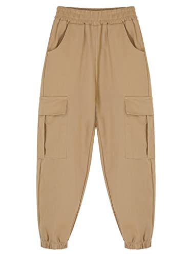 Kids Boys Classic Cotton Cargo Jogger Pants Elastic Waist Hip Hop Jazz Dance Trousers Summer Casual Hiking Sweatpants2