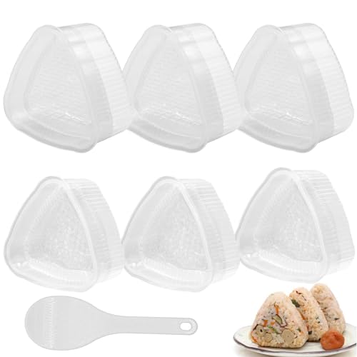 AIMEKE 6 Pièces Moule Onigiri Triangle Onigiri Mold Antiadhésive Moule à Sushi Triangulaire avec 1 Cuillère à Riz, Moule Pour Boule Riz DIY Cuisine (3...