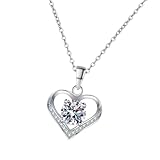 KTGUK 1 Pcs Necklaces for Women,925 Sterling Silver Heart Pendant Necklace,Hypoallergenic Diamond Pendant Necklaces Jewelry,Jewellery Birthday Gifts for Girls,Wife,Girlfriend