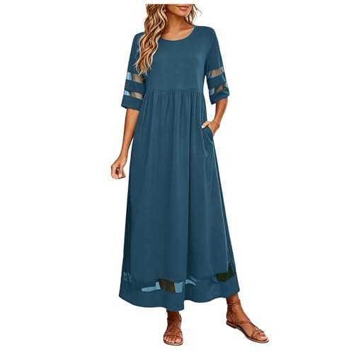 Robe d'été longue patchwork fluide à manches courtes et coupe aérienne légère