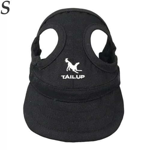 Baseballkappe für Haustiere, winddicht, für Reisen, Sport, Sonnenhüte für Welpen, große Hunde (Schwarz, S)