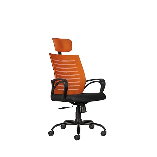 Image of CELLBELL Desire C104 Mesh High Back Ergonomic Office /Study Revolving /Computer Chair for Work from Home - Metal Base, Seat Height Adjustable, Orange