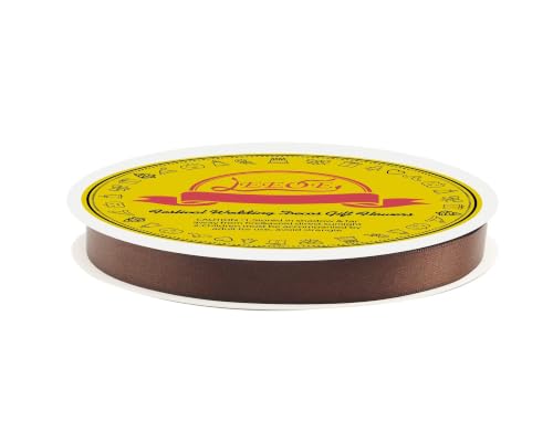 Image of Double Face Brown Satin Ribbon 1 /2 inch X50 Yards Polyester Brown Ribbon for Gift Wrapping Very Suitable for Weddings Party Invitation Decorations and More