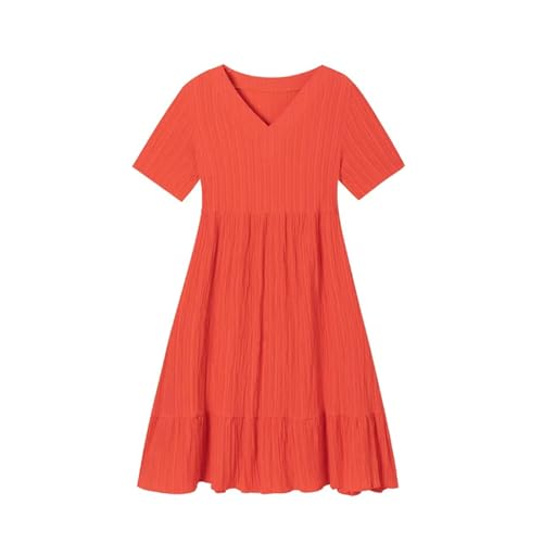 Robe ample décontractée rouge XXL à taille élégante et fluide
