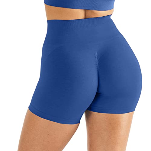 JN JANPRINT Workout-Biker-Shorts für Frauen, nahtlos, Scrunch, Fitnessstudio, Yoga, aktive Bauchkontrolle, intensivieren, Laufen, verstärken Sie Shorts, #1blau, M/L