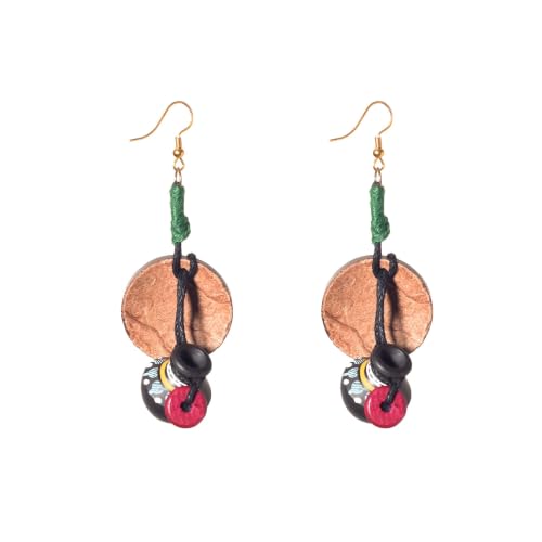 Image of Handcrafted Boho & Tribal Earrings for Women - Wooden, Brass & Terracotta Statement Designs in Drop, Hoop, Loop & Dangle Styles