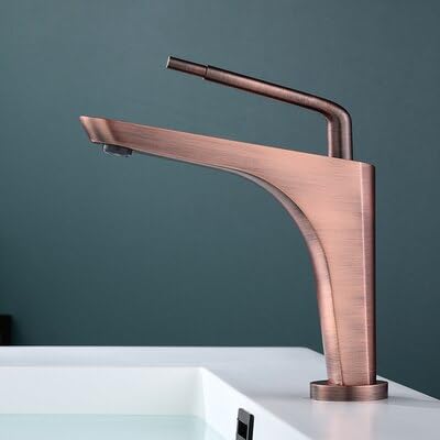 Grifo de lavabo en bronce rojo con sistema monomando para agua fría y caliente