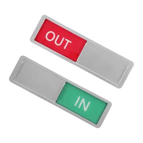 Image of Vacant Occupied Door Sign for Home & Office Silver Slider with OUT /IN Status Display for Restrooms Meeting Rooms Hospitals Easy-to-Read (6.97 * 2.04in)